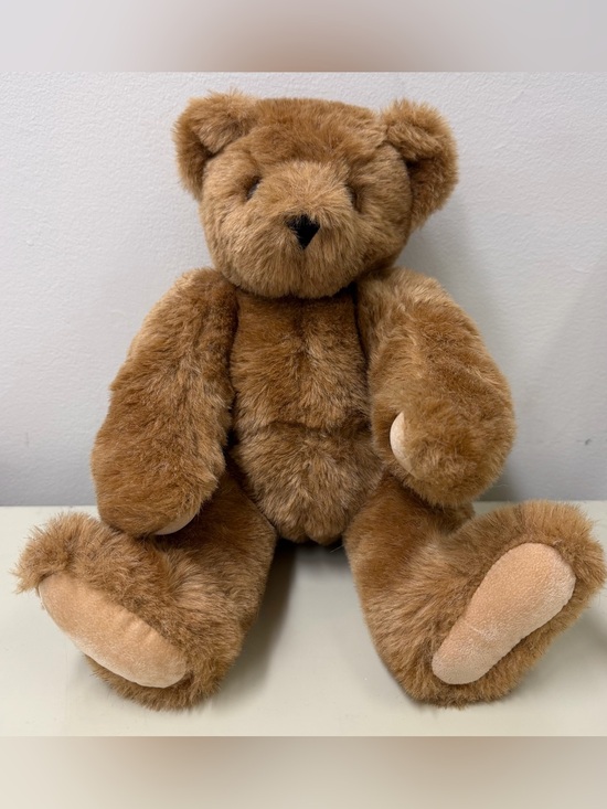 Vermont Teddy Bear Other - Vintage Vermont Teddy Bear 1991-1993 Jointed Arms & Legs, Suede Nose & Pads, 16"